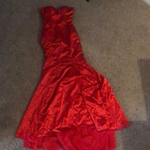 Red silk long gown